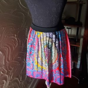 Printed neon mini skirt
